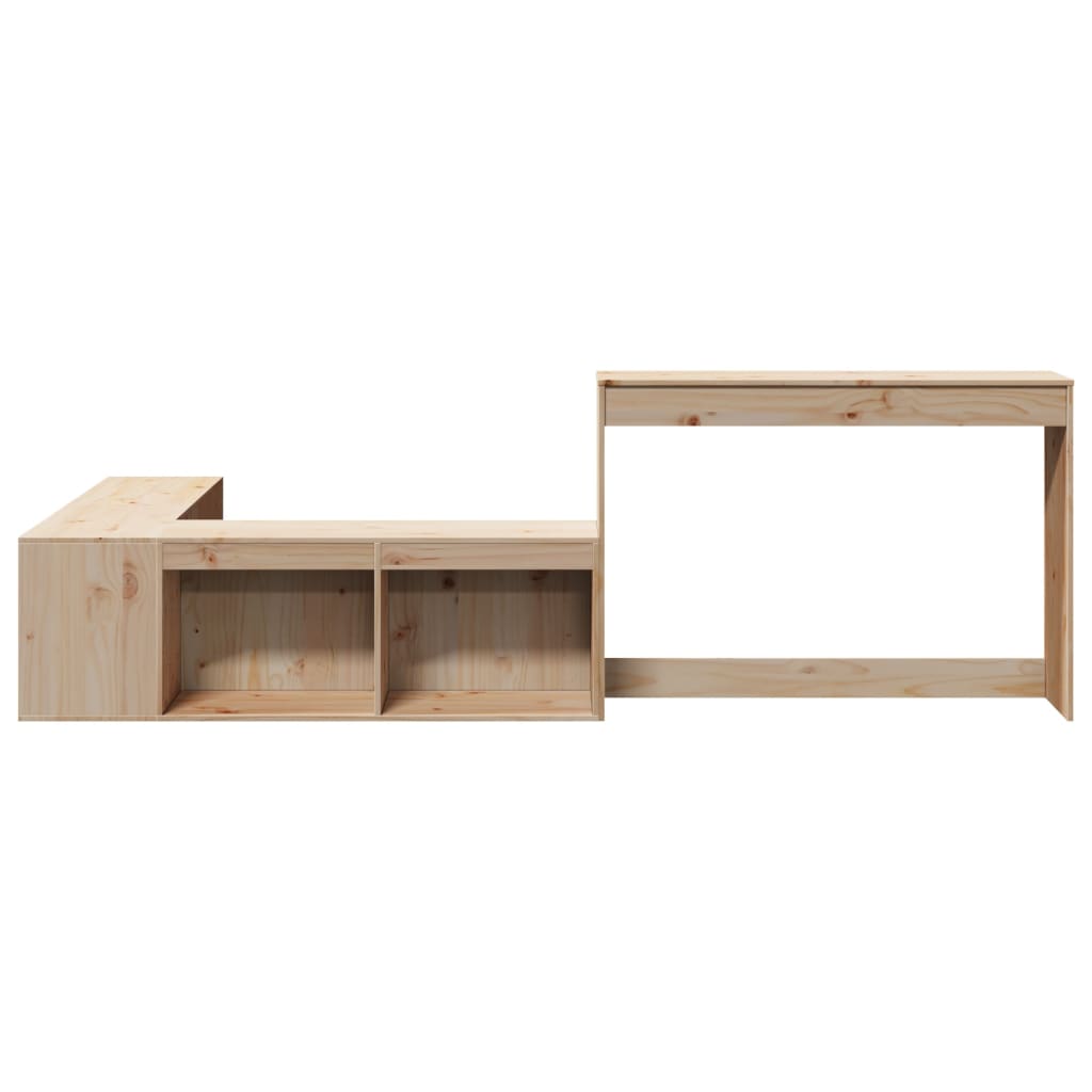 sengebord med skrivebord 232x122x75 cm massivt træ fyrretræ