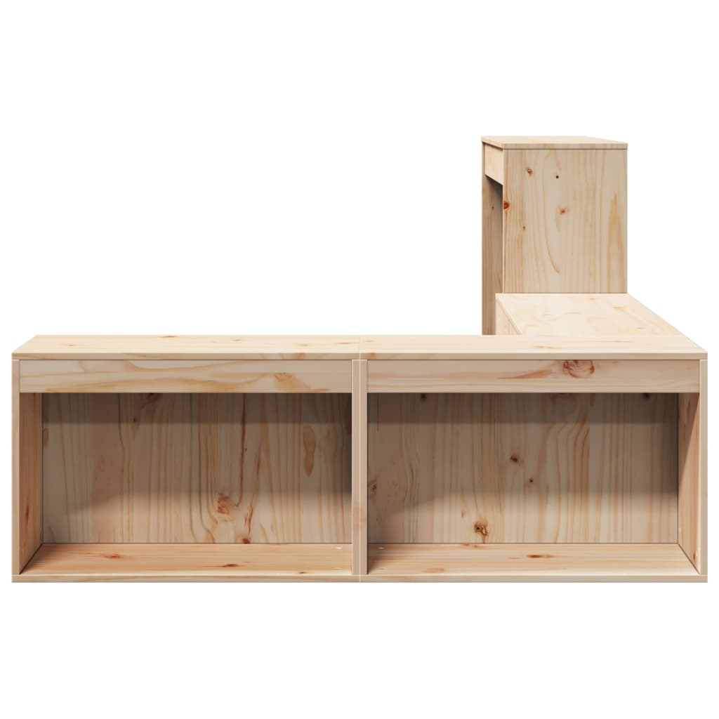 sengebord med skrivebord 232x122x75 cm massivt træ fyrretræ