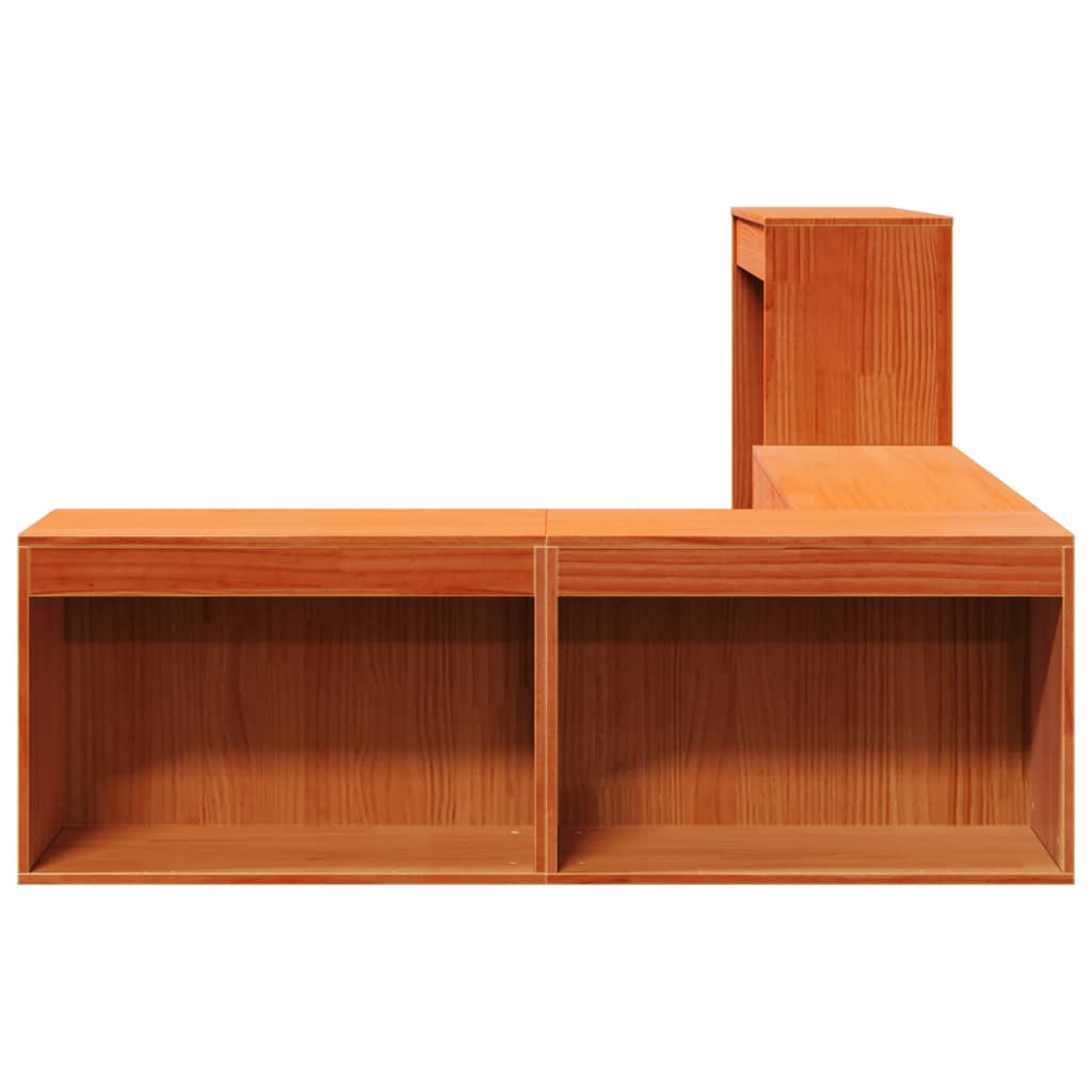 sengebord med skrivebord 222x122x75 cm massivt fyrretræ