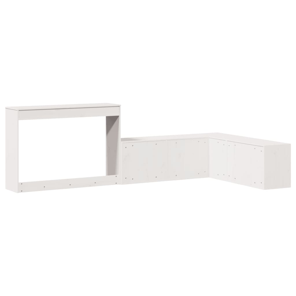 sengebord med skrivebord 222x107x75 cm massivt fyrretræ hvid