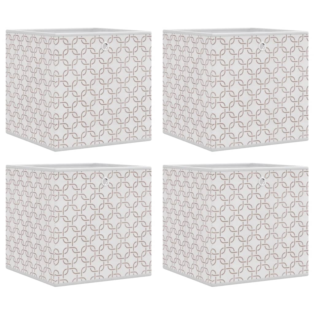 opbevaringskasser 4 stk. 32x32x32 cm foldbare stof cremefarvet