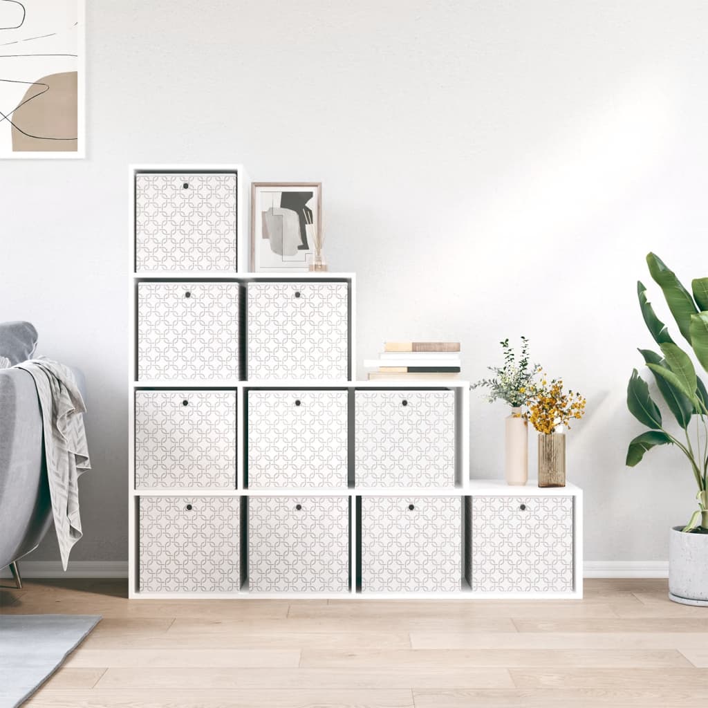 opbevaringskasser 10 stk. 32x32x32 cm foldbare stof cremefarvet