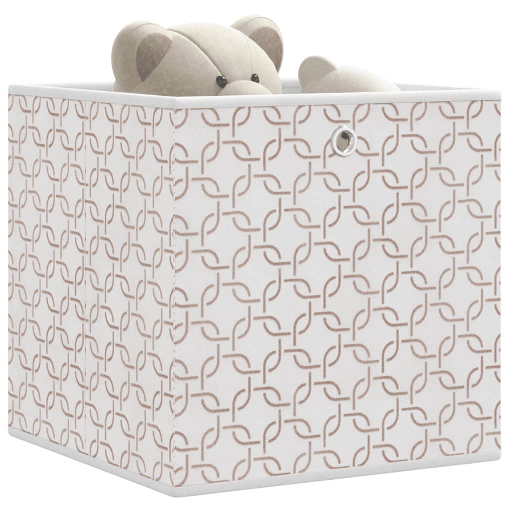 opbevaringskasser 10 stk. 32x32x32 cm foldbare stof cremefarvet