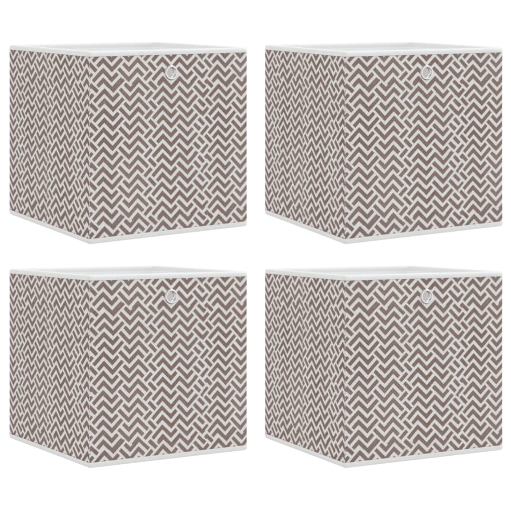 opbevaringskasser 4 stk. 32x32x32 cm foldbare stof brun