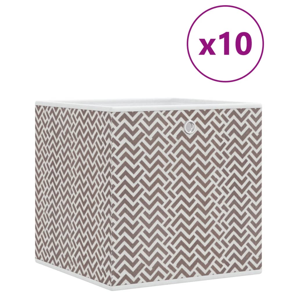 opbevaringskasser 10 stk. 32x32x32 cm foldbare stof brun