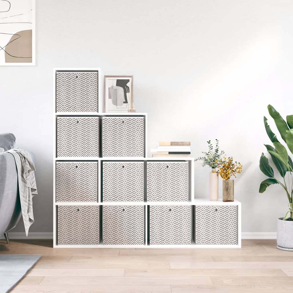 opbevaringskasser 10 stk. 32x32x32 cm foldbare stof brun