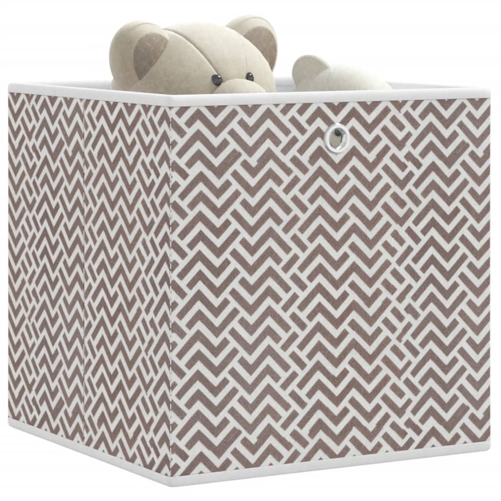 opbevaringskasser 10 stk. 32x32x32 cm foldbare stof brun