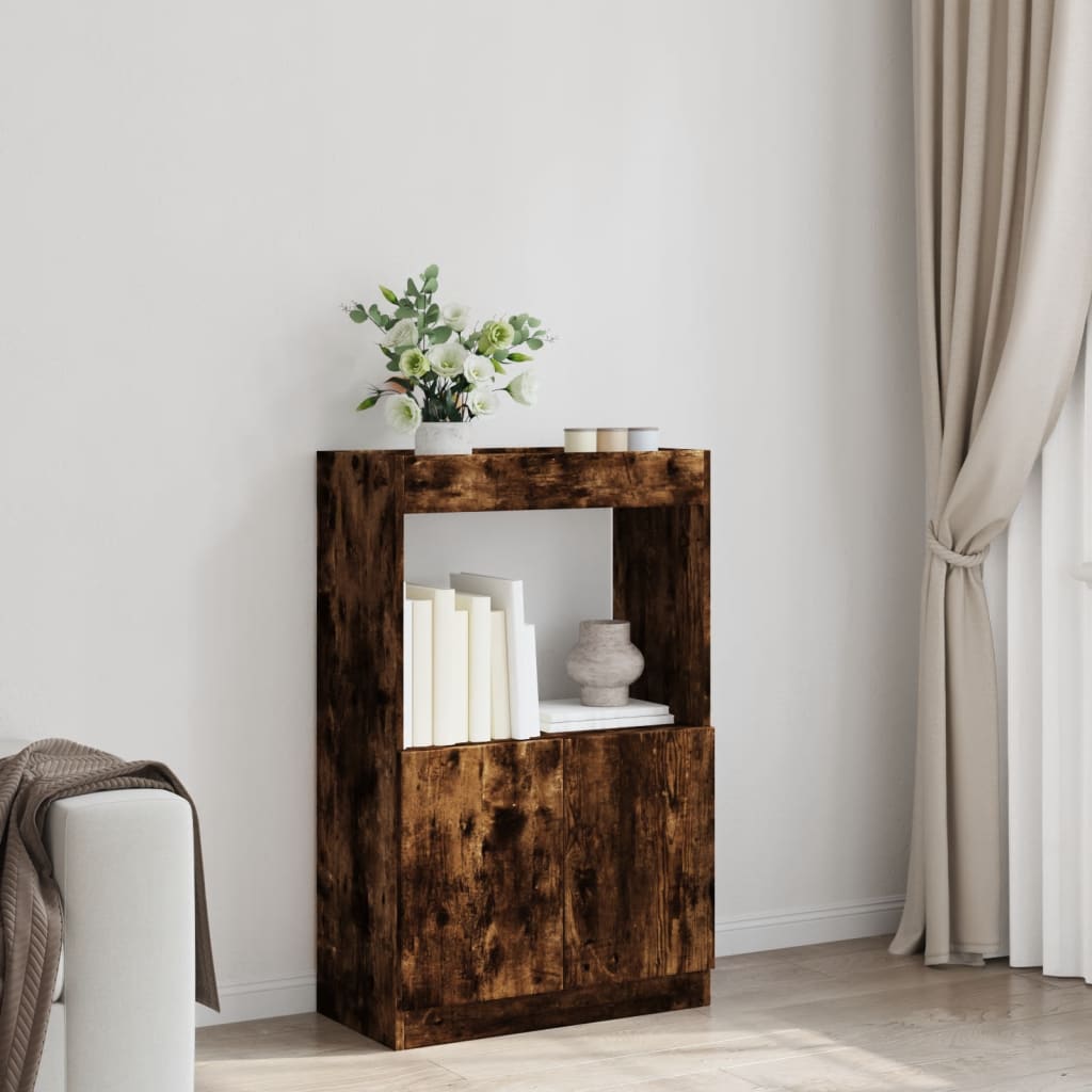 skab 63x33x100 cm konstrueret træ røget egetræsfarve
