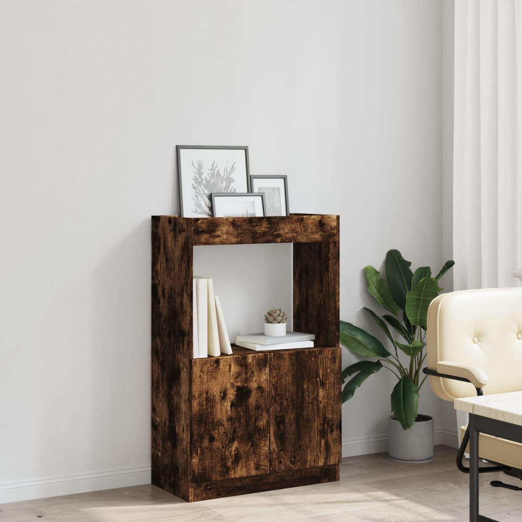 skab 63x33x100 cm konstrueret træ røget egetræsfarve