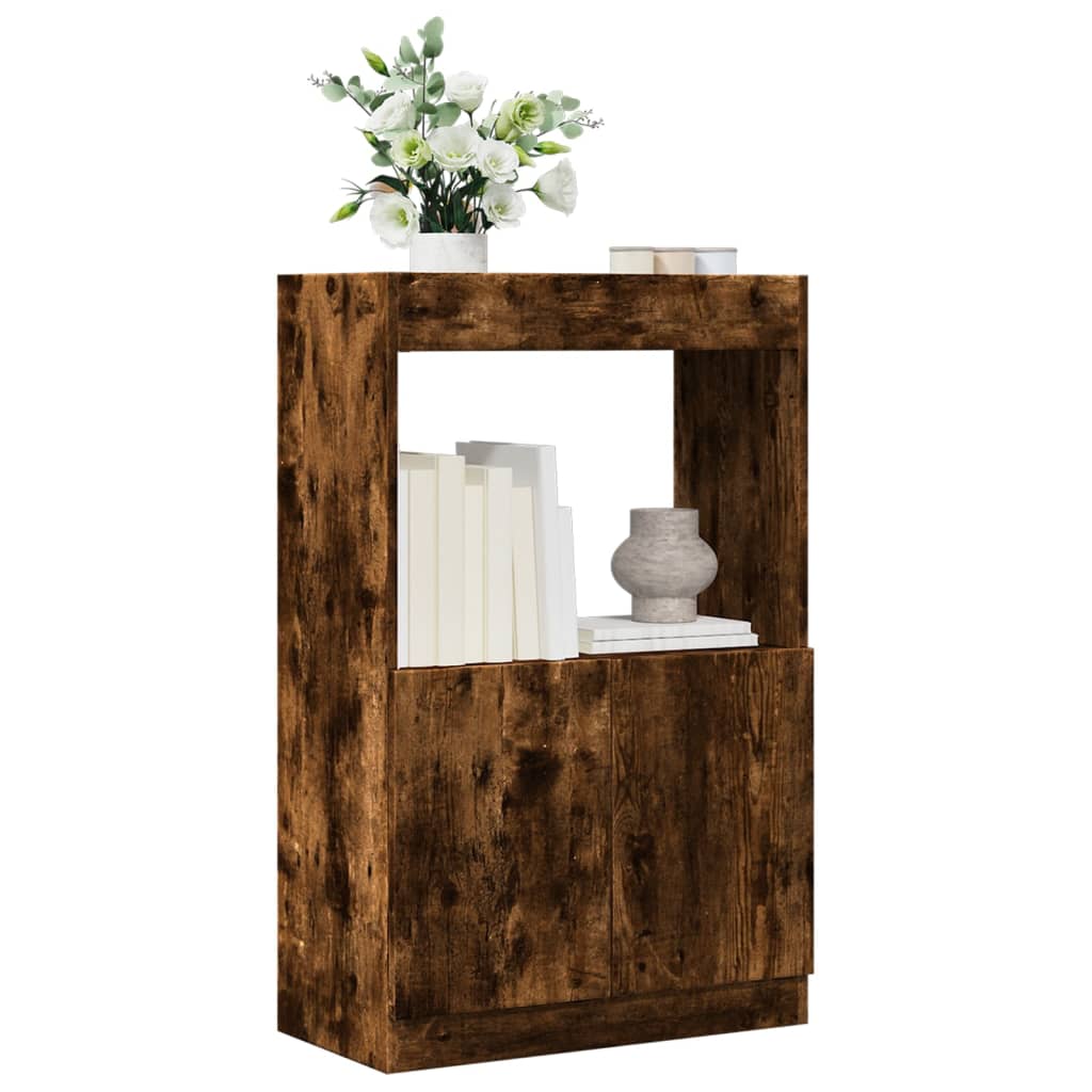 skab 63x33x100 cm konstrueret træ røget egetræsfarve