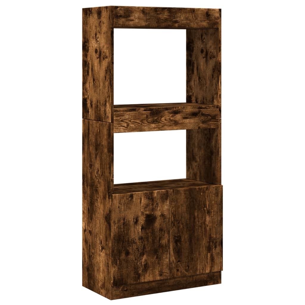 højskab 63x33x140 cm konstrueret træ røget egetræsfarve