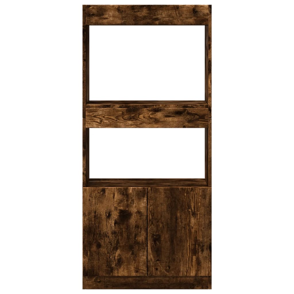 højskab 63x33x140 cm konstrueret træ røget egetræsfarve