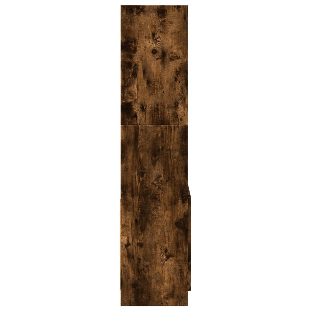 højskab 63x33x140 cm konstrueret træ røget egetræsfarve