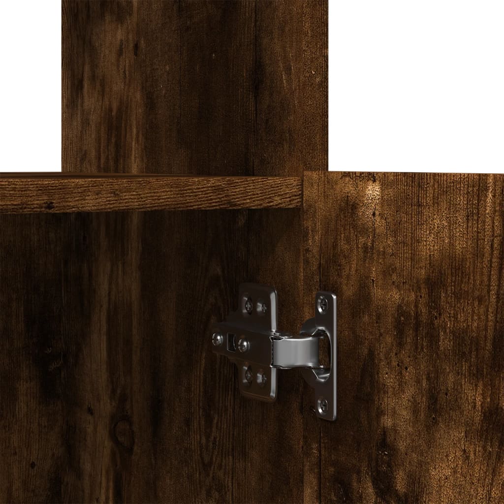 højskab 63x33x140 cm konstrueret træ røget egetræsfarve