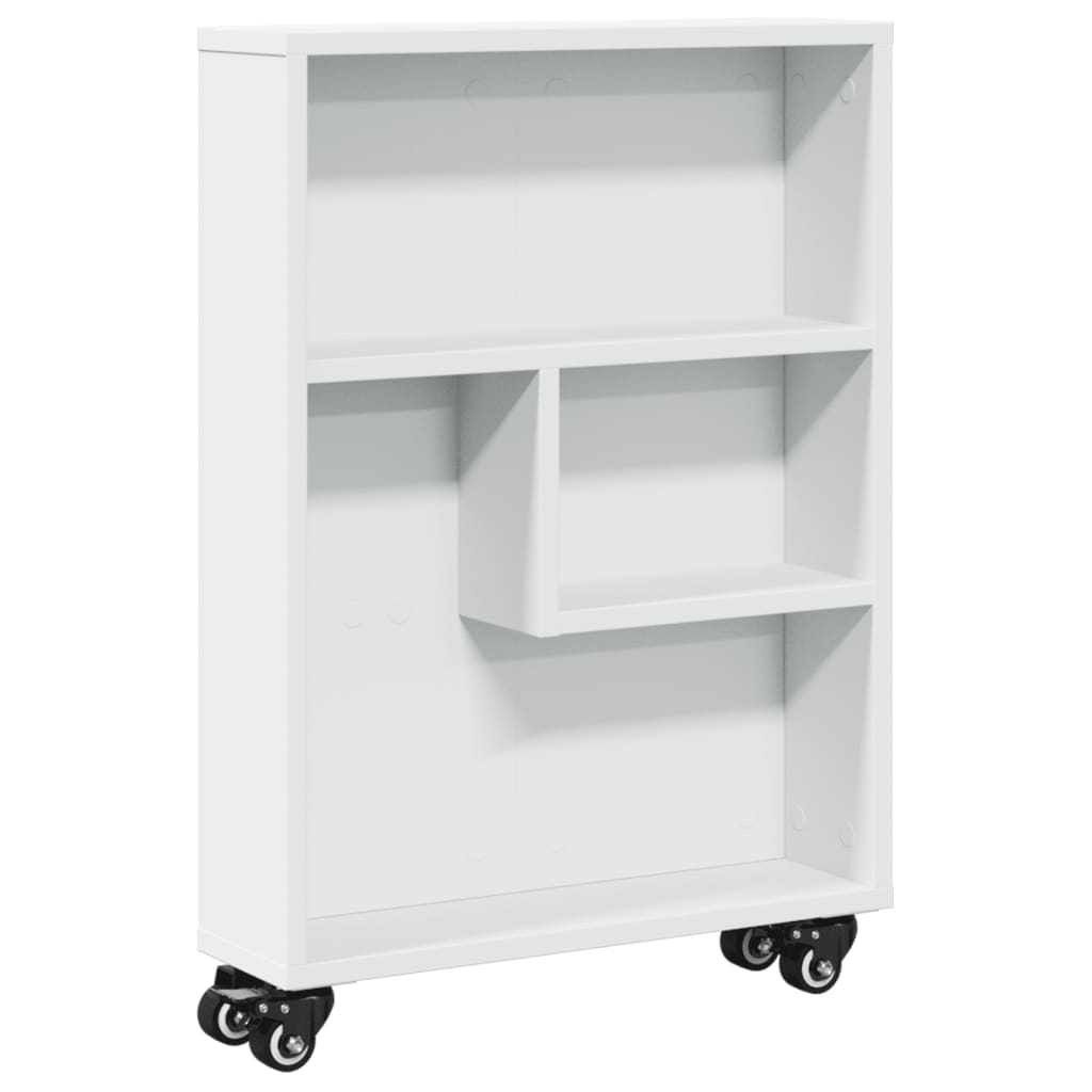 smal opbevaringsvogn 48x13x68 cm konstrueret træ hvid