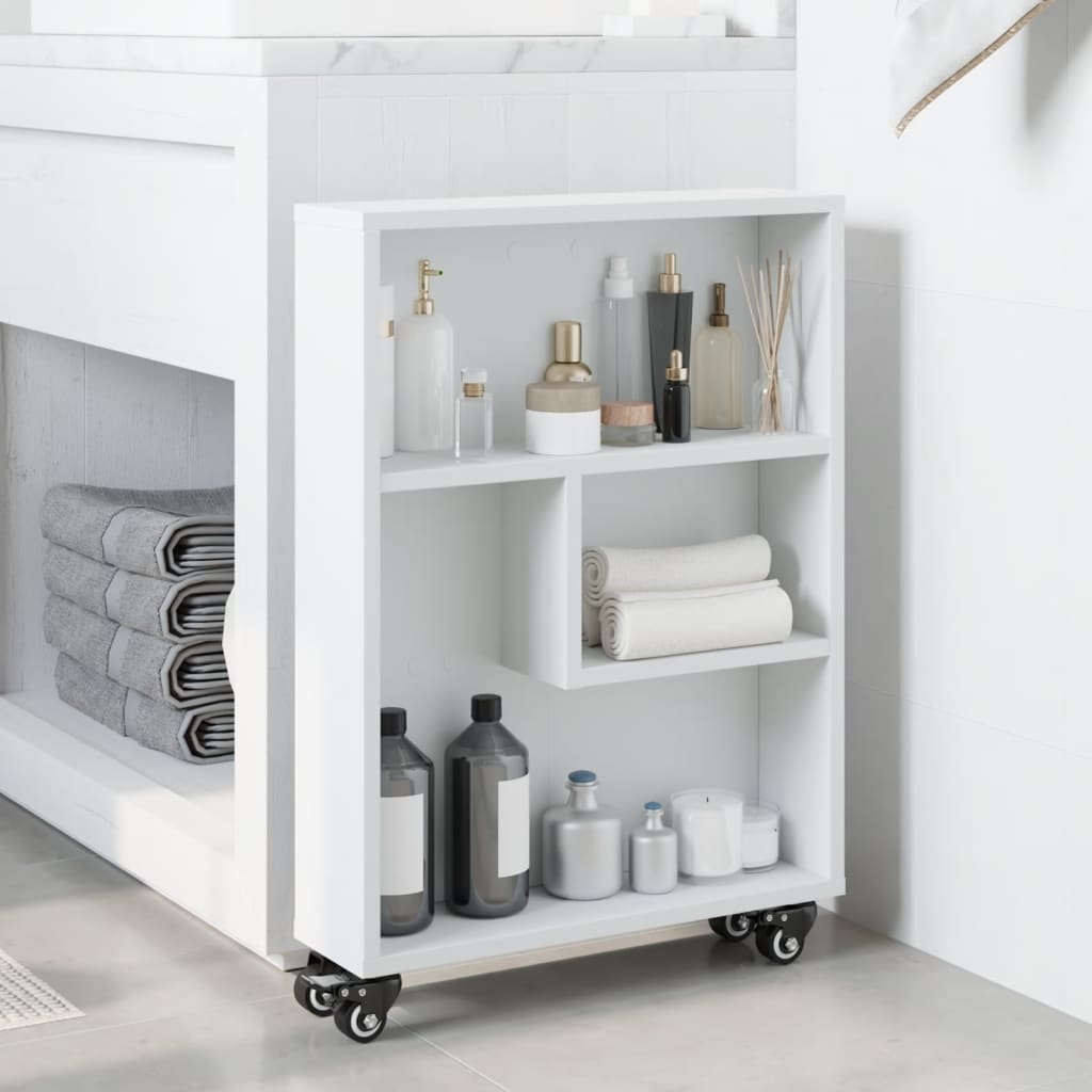 smal opbevaringsvogn 48x13x68 cm konstrueret træ hvid
