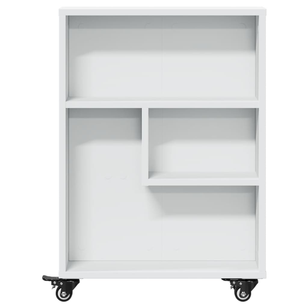smal opbevaringsvogn 48x13x68 cm konstrueret træ hvid