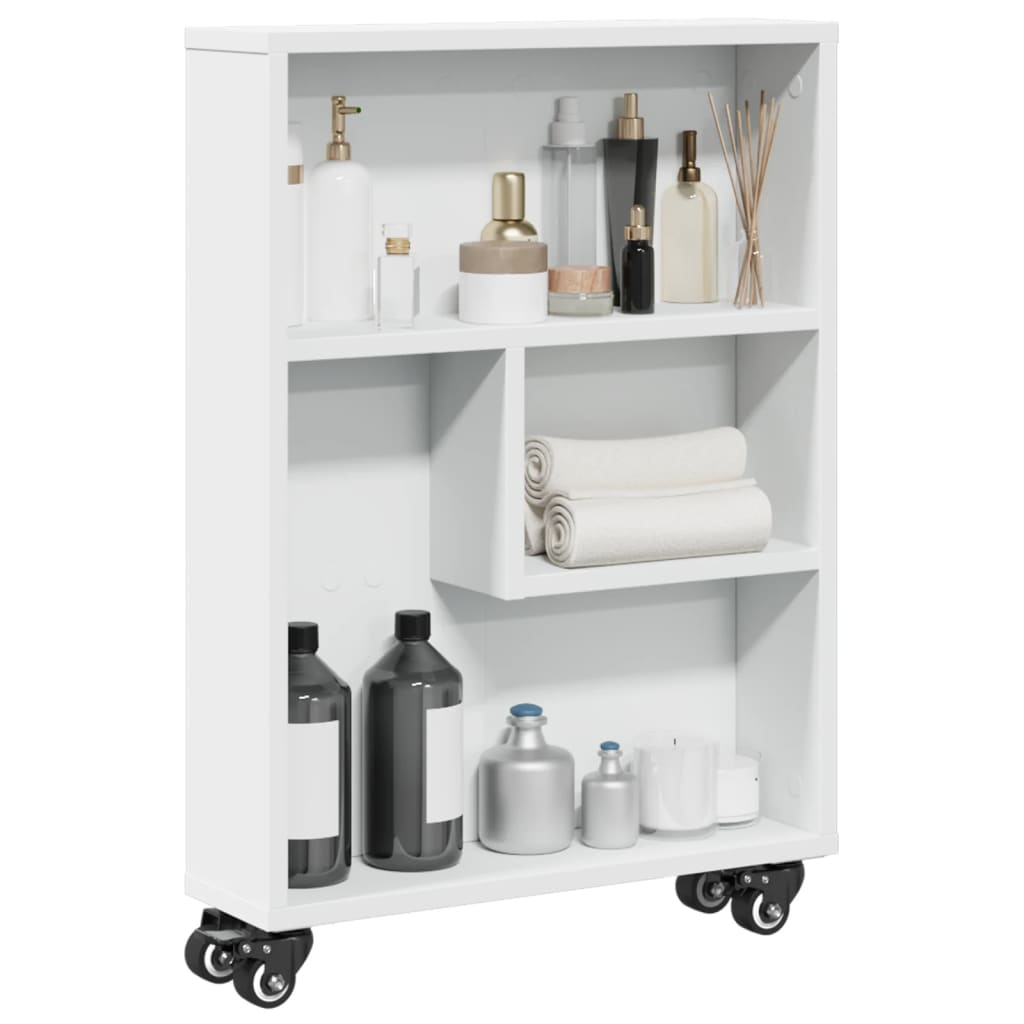 smal opbevaringsvogn 48x13x68 cm konstrueret træ hvid