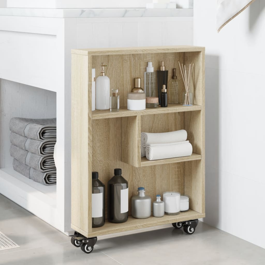 smal opbevaringsvogn Sonoma eg 48x13x68 cm konstrueret træ