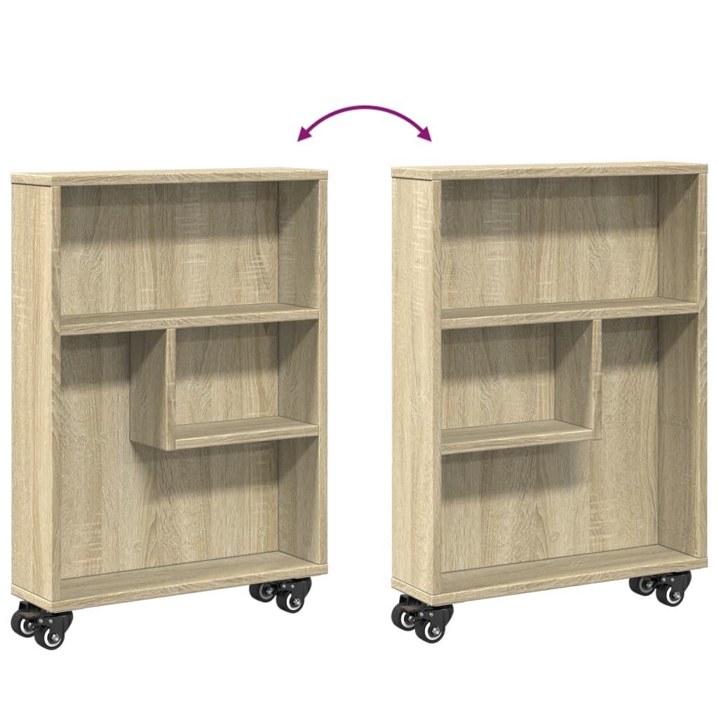 smal opbevaringsvogn Sonoma eg 48x13x68 cm konstrueret træ