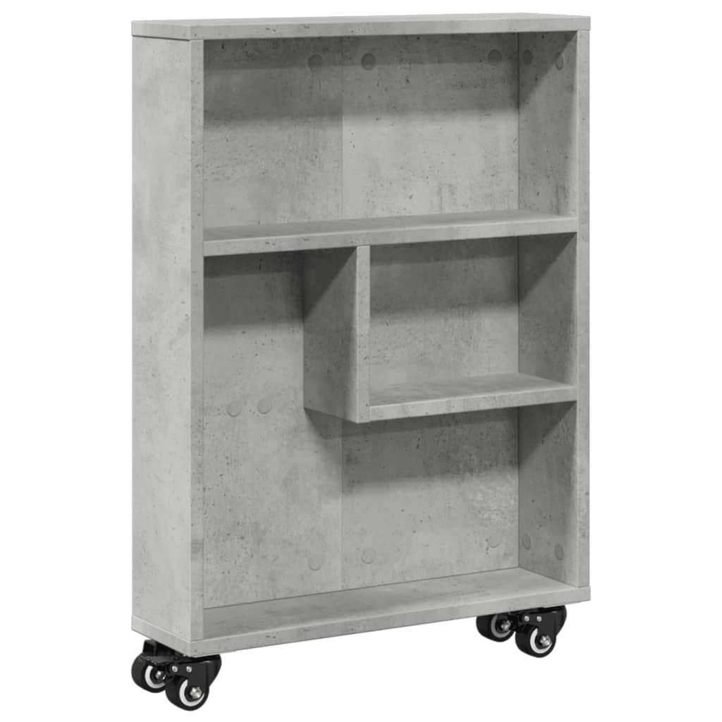 smal opbevaringsvogn 48x13x68 cm konstrueret træ betongrå