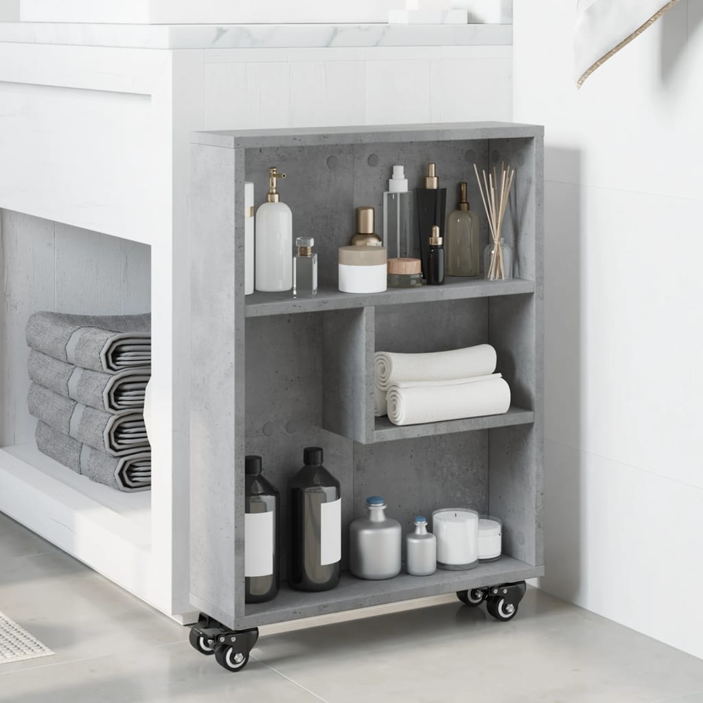 smal opbevaringsvogn 48x13x68 cm konstrueret træ betongrå