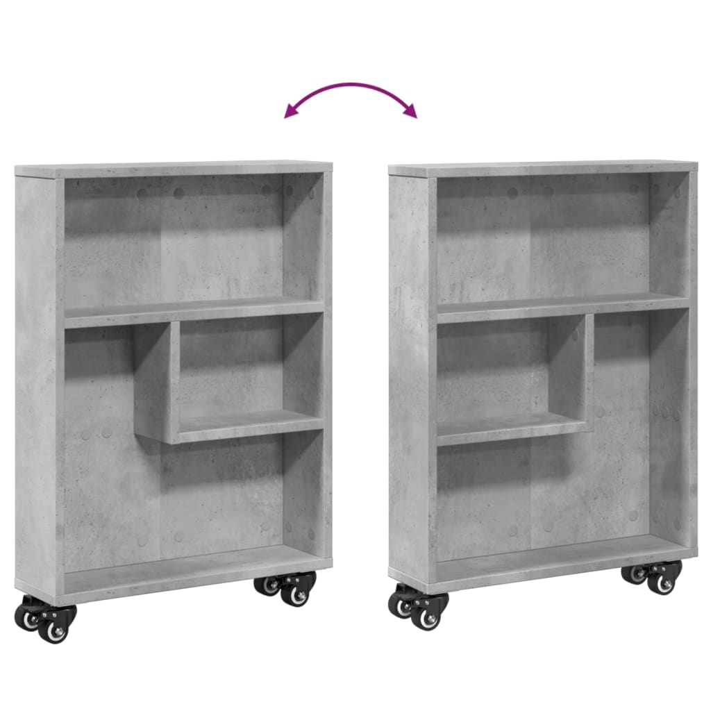 smal opbevaringsvogn 48x13x68 cm konstrueret træ betongrå