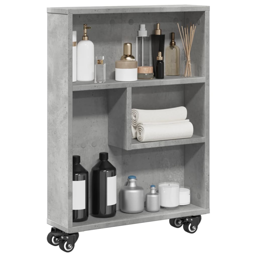 smal opbevaringsvogn 48x13x68 cm konstrueret træ betongrå