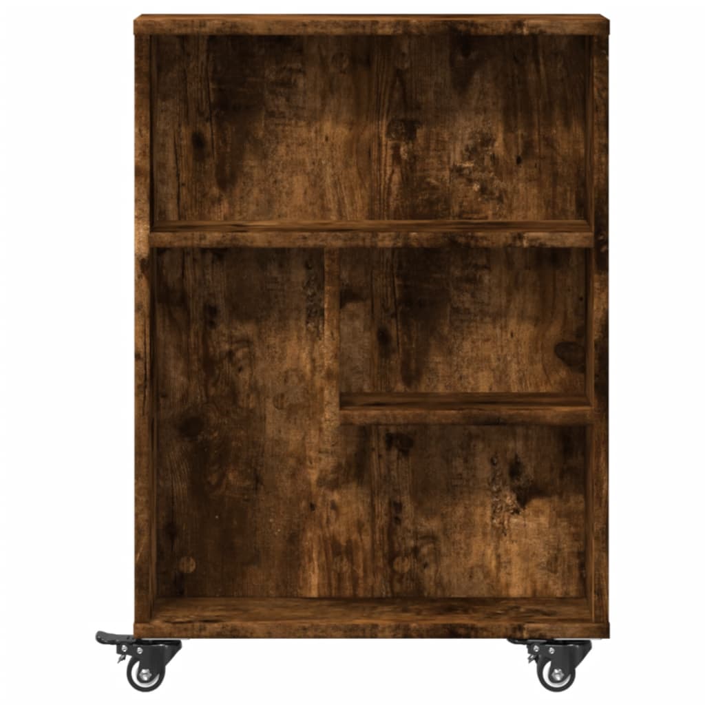 smal opbevaringsvogn 48x13x68 cm konstrueret træ røget egetræ