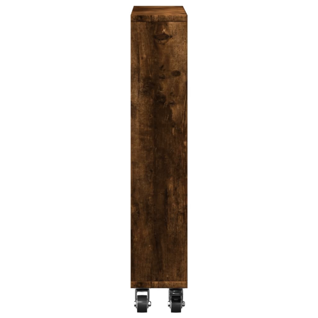 smal opbevaringsvogn 48x13x68 cm konstrueret træ røget egetræ