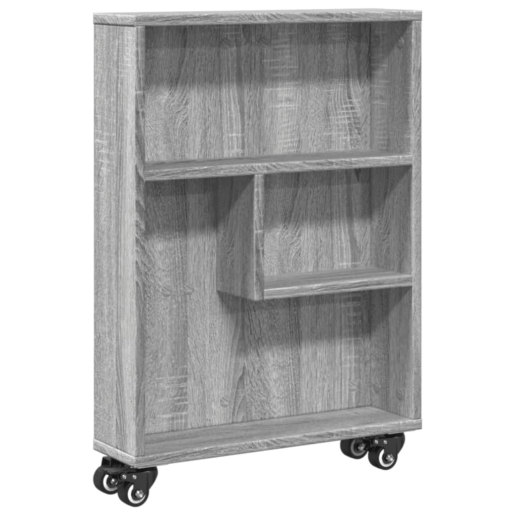 smal opbevaringsvogn 48x13x68 cm konstrueret træ grå sonoma-eg