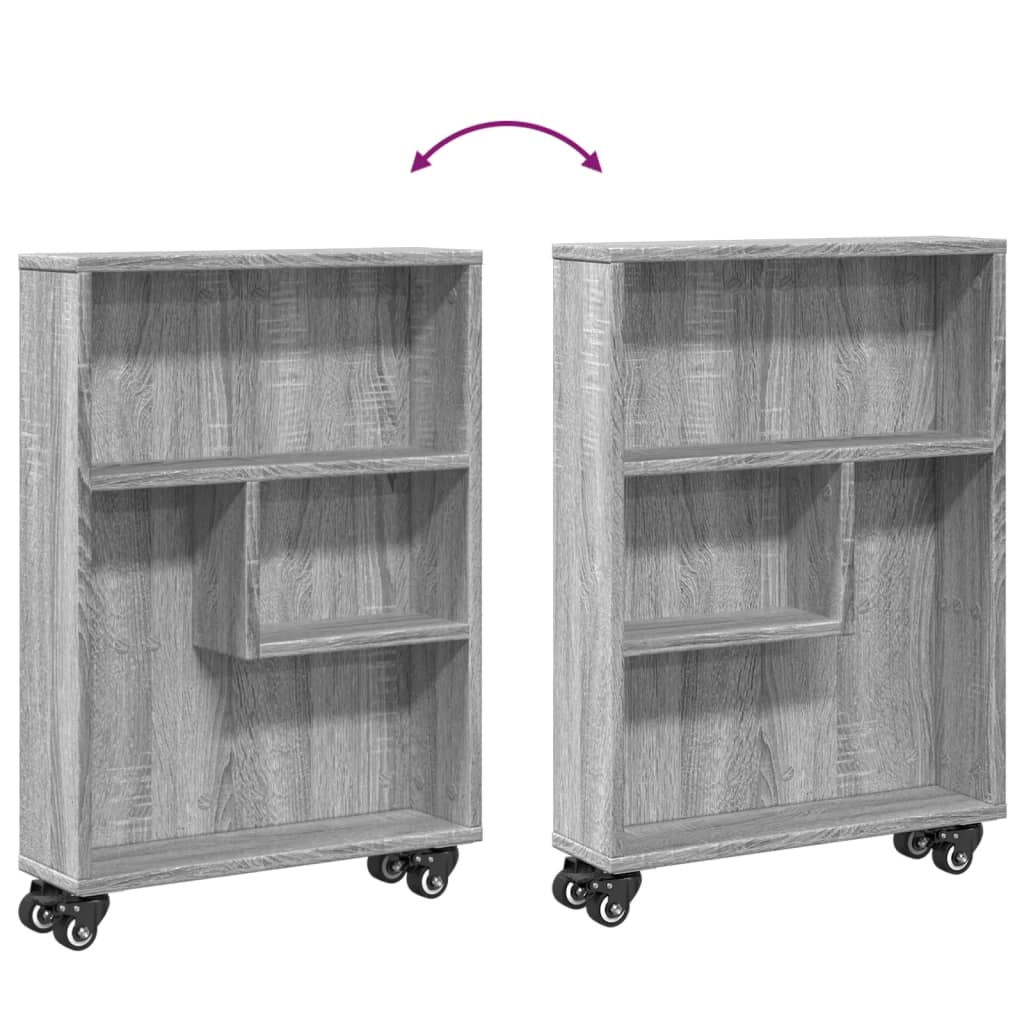 smal opbevaringsvogn 48x13x68 cm konstrueret træ grå sonoma-eg