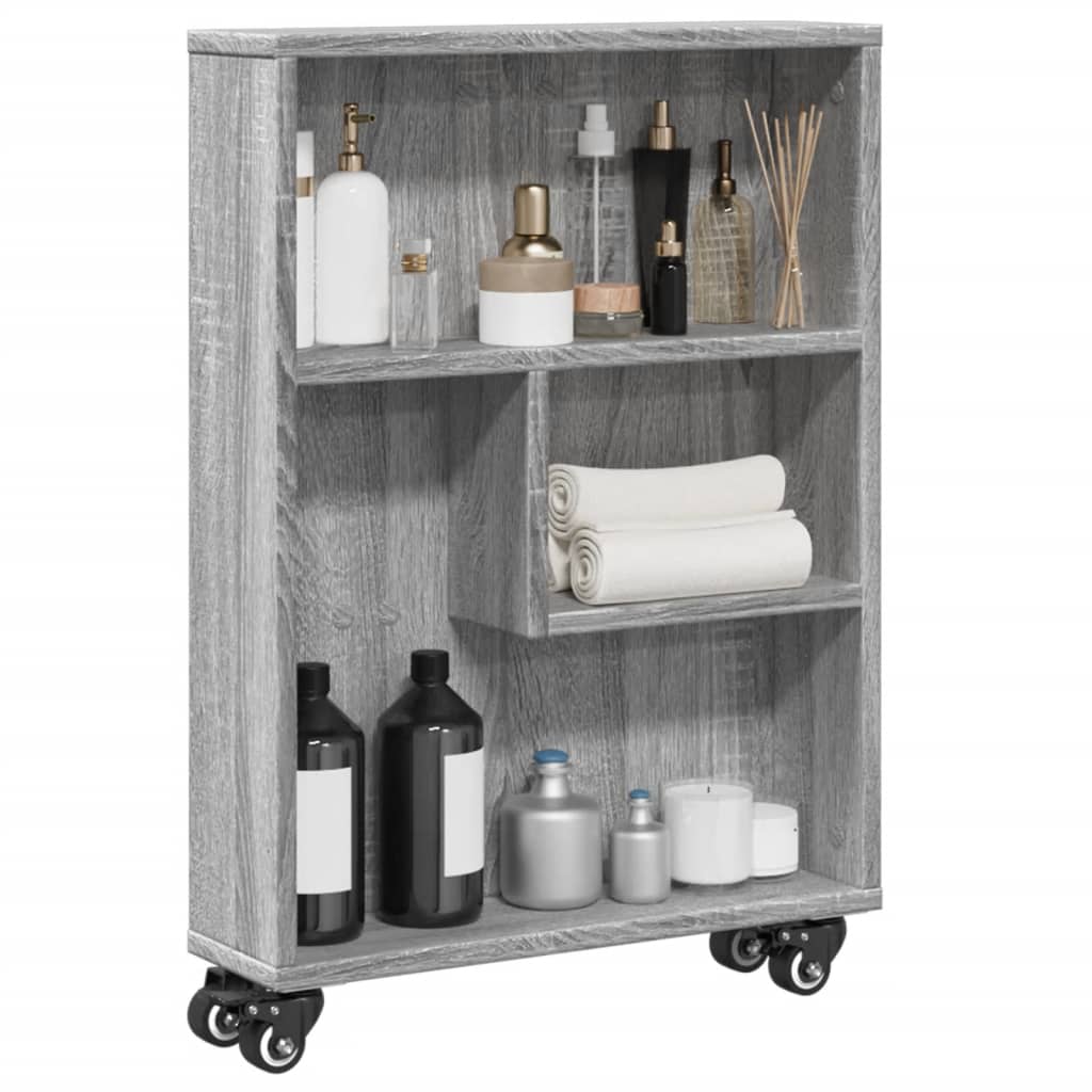 smal opbevaringsvogn 48x13x68 cm konstrueret træ grå sonoma-eg