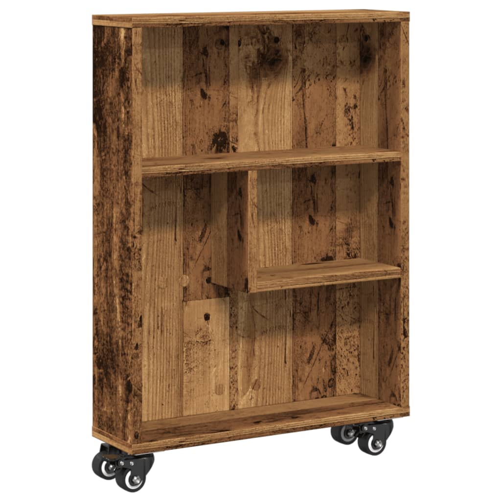 smal opbevaringsvogn 48x13x68 cm konstrueret træ gammelt træ