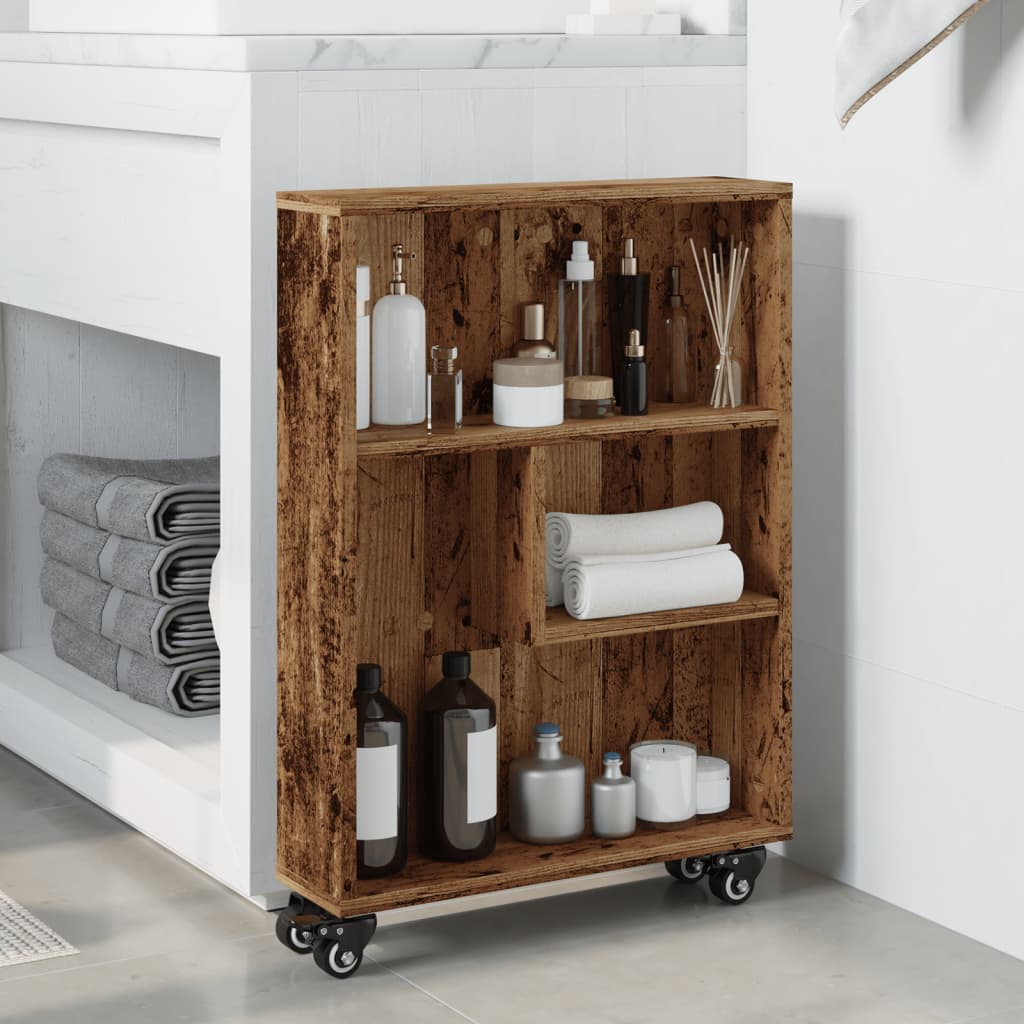 smal opbevaringsvogn 48x13x68 cm konstrueret træ gammelt træ