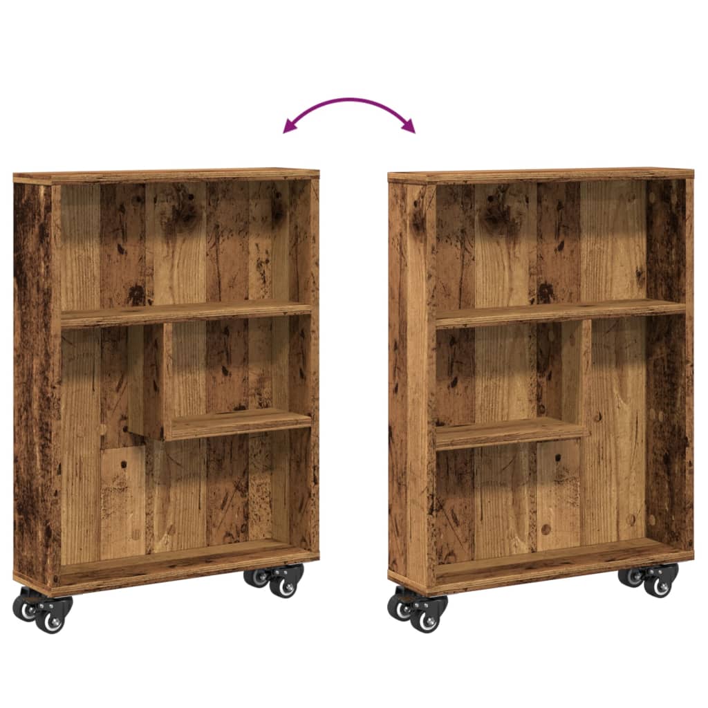 smal opbevaringsvogn 48x13x68 cm konstrueret træ gammelt træ