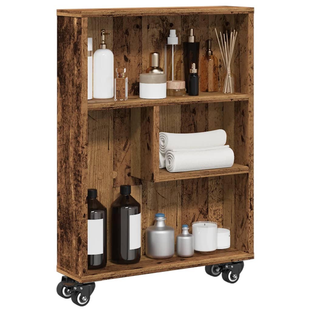 smal opbevaringsvogn 48x13x68 cm konstrueret træ gammelt træ
