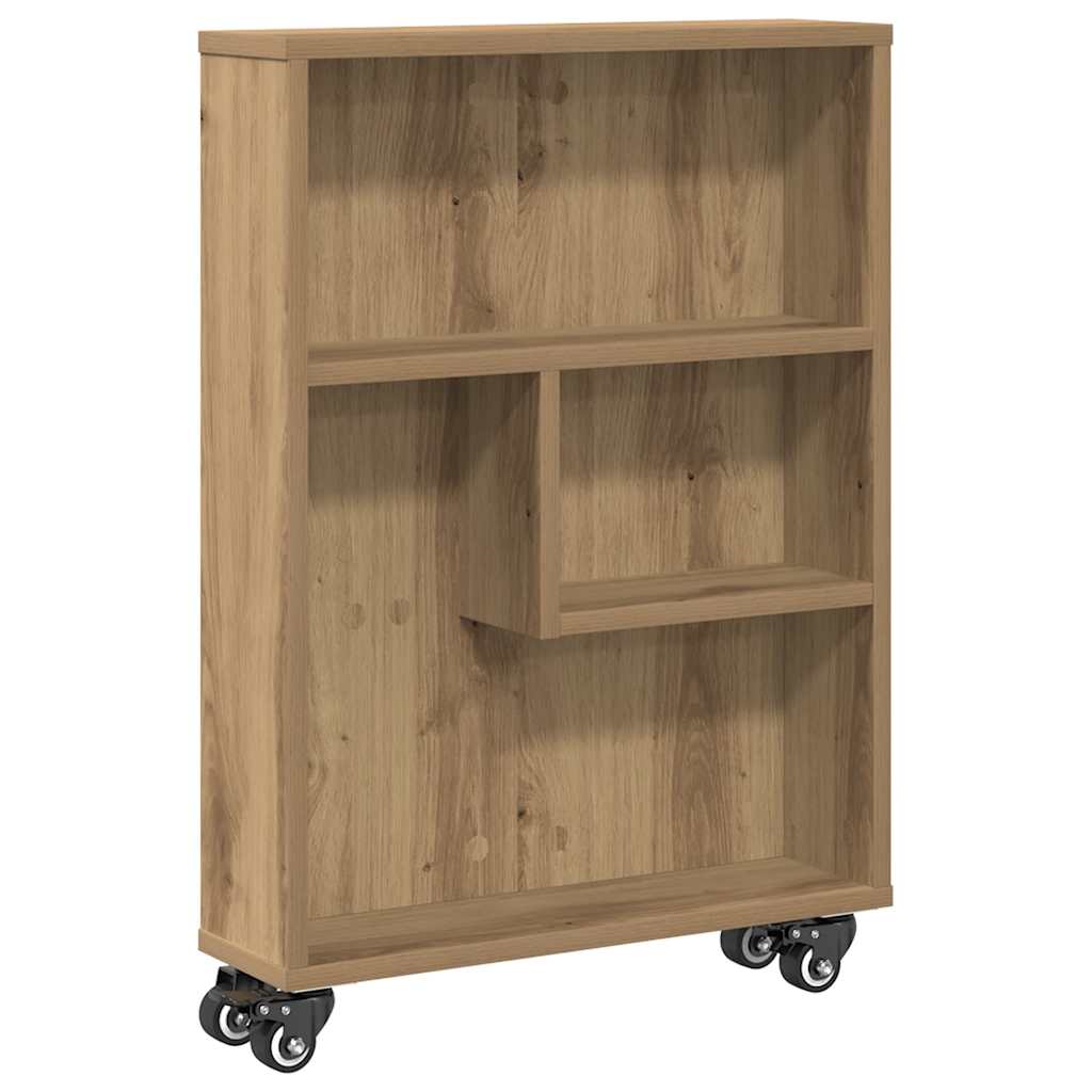 smal opbevaringsvogn 48x13x68 cm konstrueret træ egetræsfarve