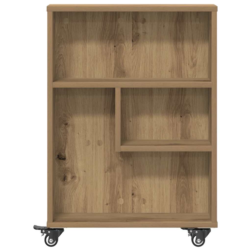smal opbevaringsvogn 48x13x68 cm konstrueret træ egetræsfarve