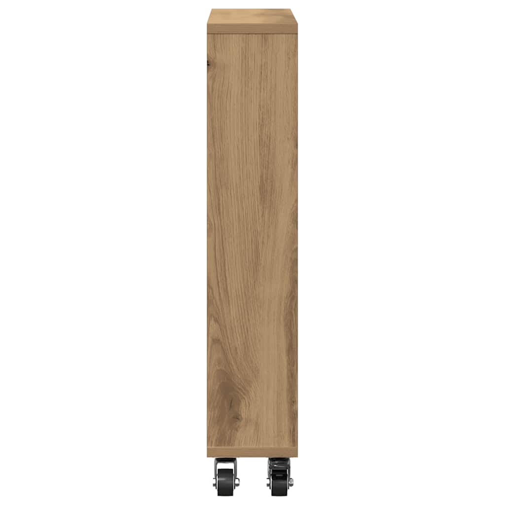 smal opbevaringsvogn 48x13x68 cm konstrueret træ egetræsfarve