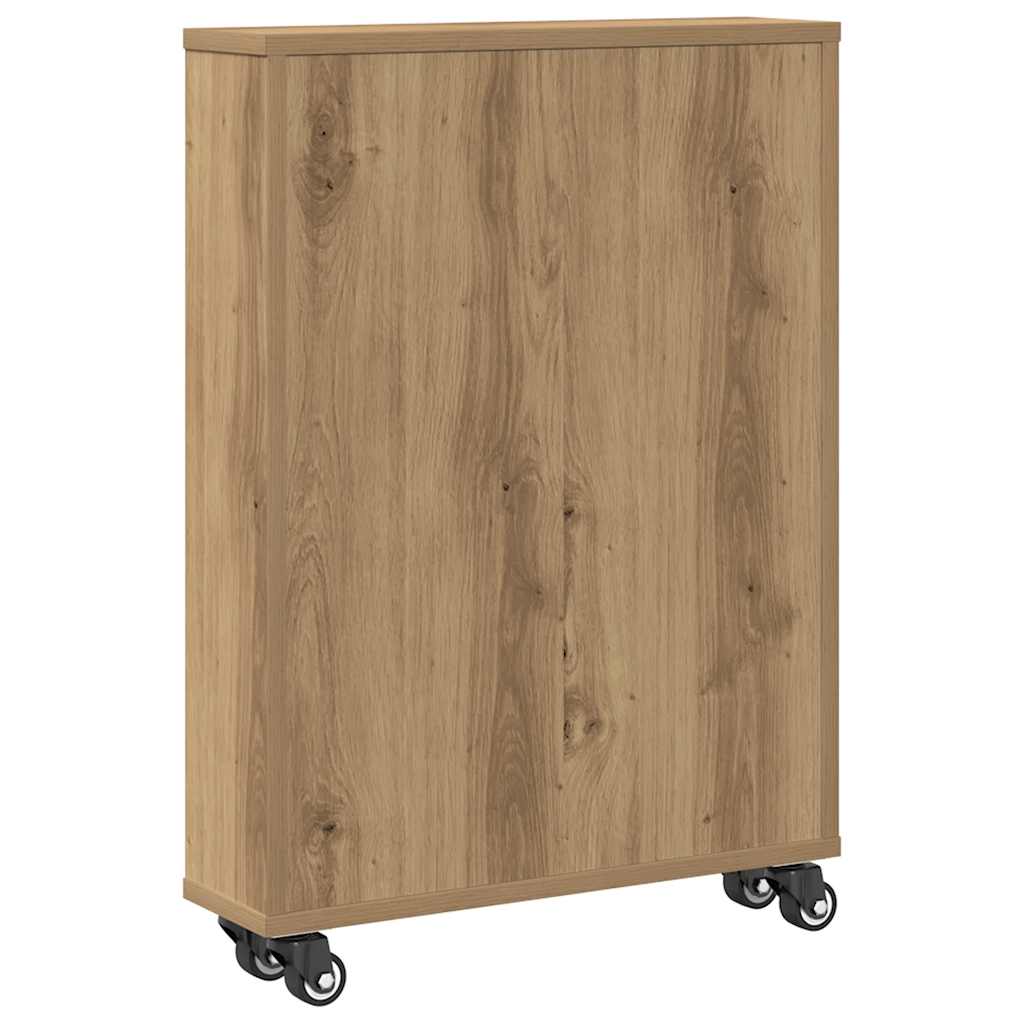 smal opbevaringsvogn 48x13x68 cm konstrueret træ egetræsfarve