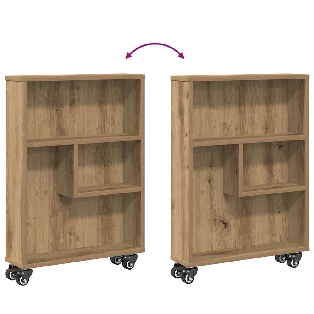 smal opbevaringsvogn 48x13x68 cm konstrueret træ egetræsfarve