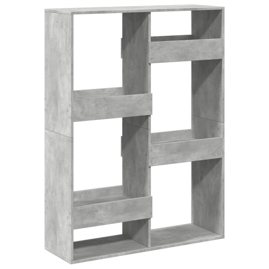bogreol 100x33x135 cm konstrueret træ betongrå