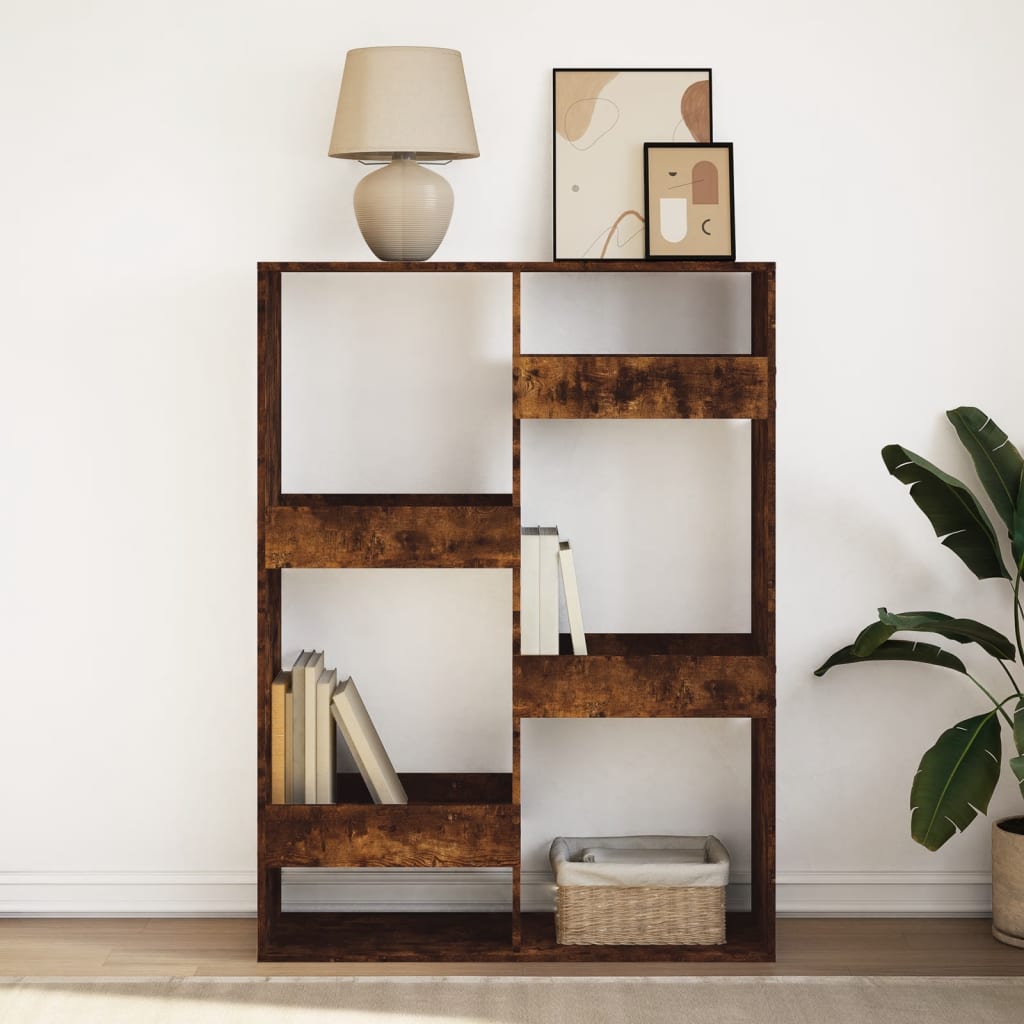 bogreol 100x33x135 cm konstrueret træ røget egetræsfarve