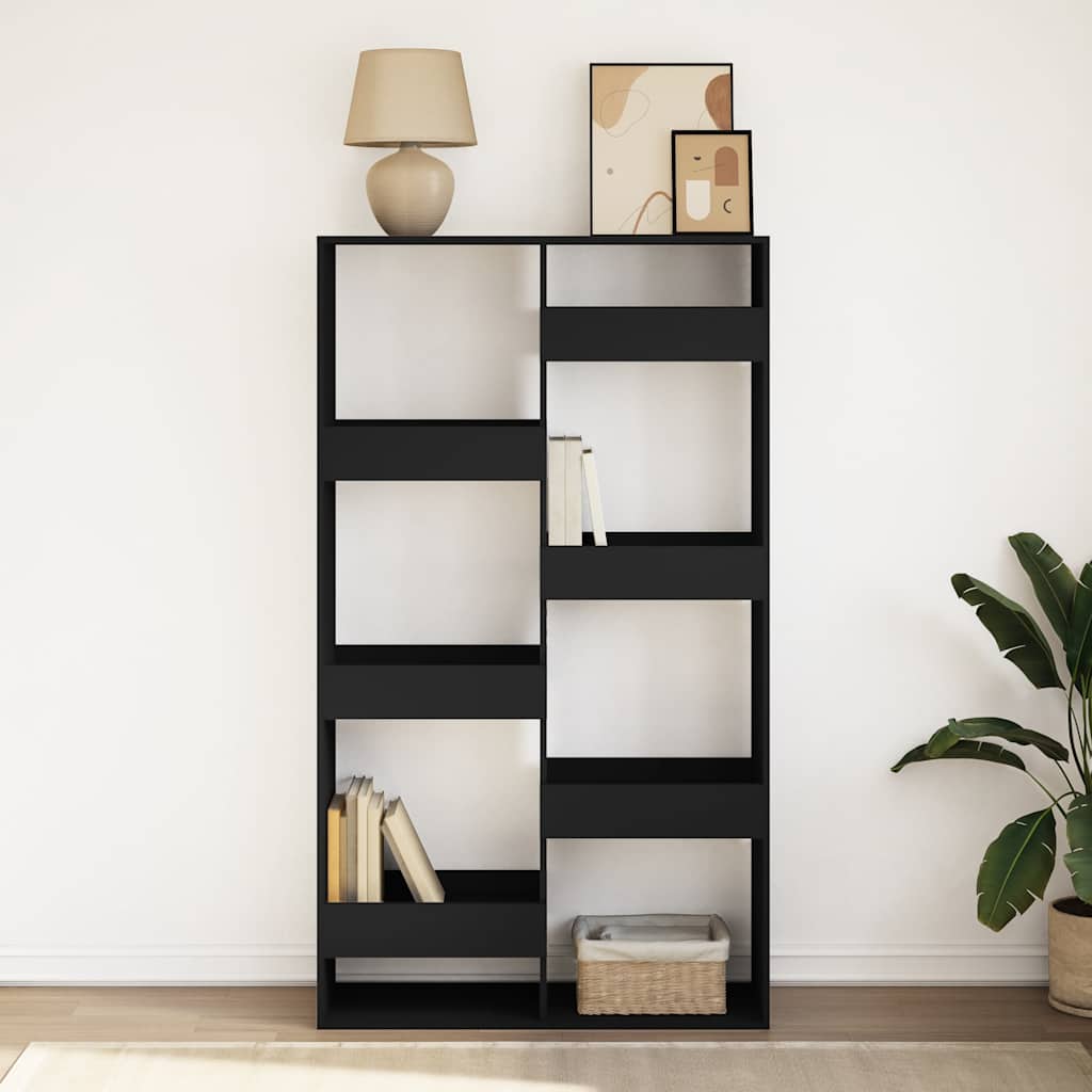 bogreol 100x33x175 cm konstrueret træ sort