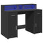 skrivebord med LED-lys 120x55x91 cm konstrueret træ sort