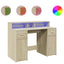 skrivebord med LED-lys 120x55x91 cm konstrueret træ sonoma-eg