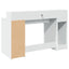 skrivebord med LED-lys 140x55x91 cm konstrueret træ hvid