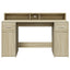 skrivebord med LED-lys 140x55x91 cm konstrueret træ sonoma-eg