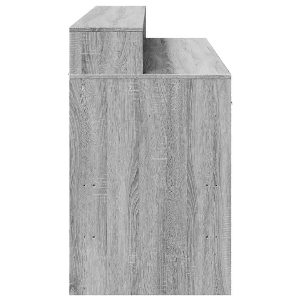 skrivebord m. LED-lys 140x55x91 cm konstrueret træ grå sonoma